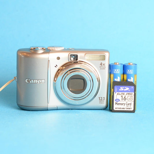 Canon PowerShot A1100 IS Digital Camera | 12.1MP | Tested & Working | Silver