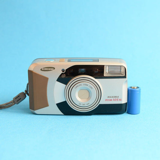 Samsung Maxima Zoom 105 XL Film Camera | 35mm Point & Shoot | Tested & Working | Silver