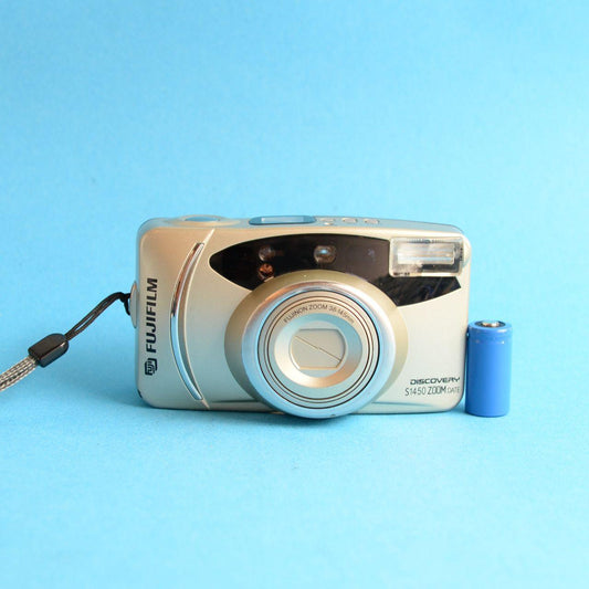 Fujifilm Discovery S1450 Zoom Date Film Camera | 35mm Point & Shoot | Gold | Tested & Working