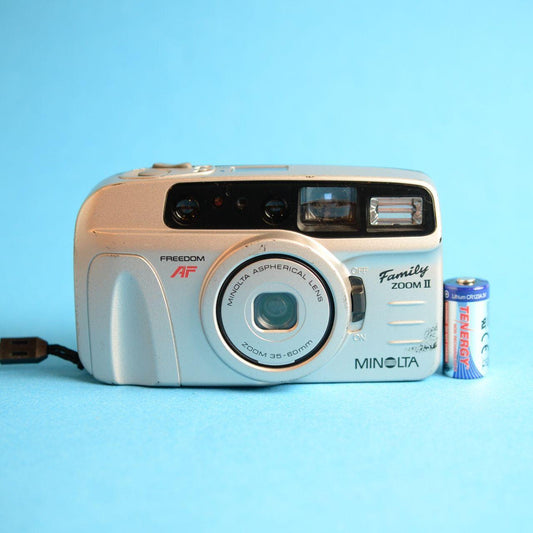 Minolta Family Zoom II Film Camera | 35mm Point & Shoot | Tested & Working | Silver