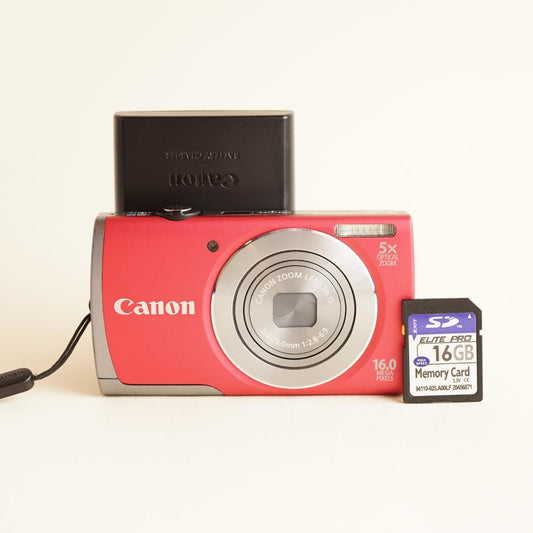 Canon PowerShot A3500 IS Digital Camera | 16MP | Tested & Working | Red/Pink