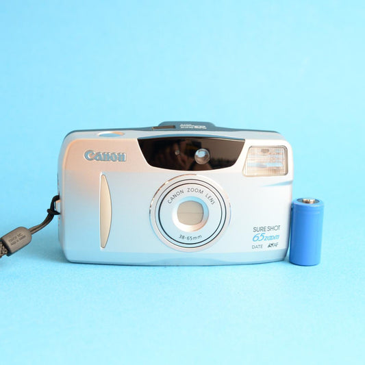 Canon Sure Shot 65 Zoom Film Camera | 35mm Point & Shoot | Tested & Working | Silver