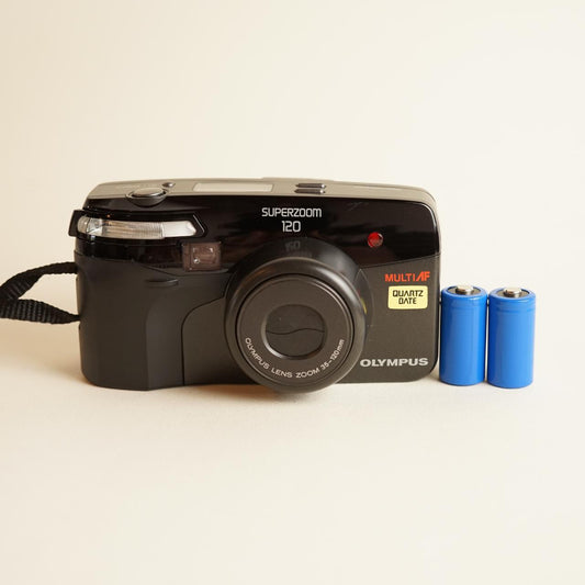 Olympus Superzoom 120 35mm Film Camera | Tested & Working | Silver