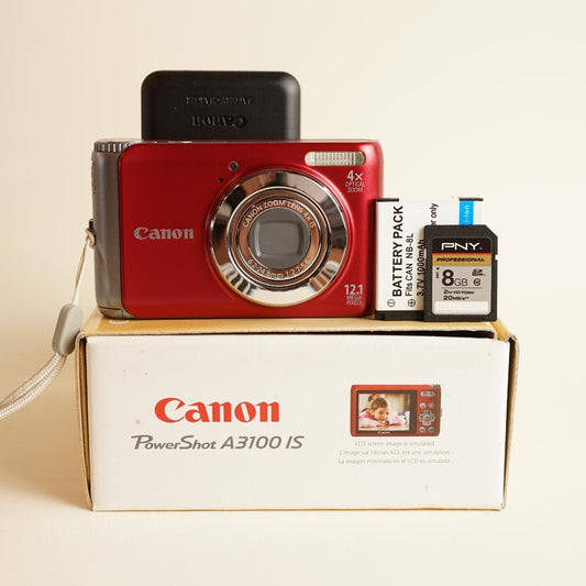 Canon PowerShot A3100 IS Digital Camera | 12.1MP | Tested & Working | Red