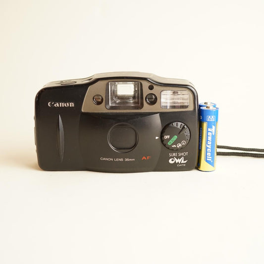 Canon Sure Shot owl | 35mm Film Camera | Tested & Working | Black