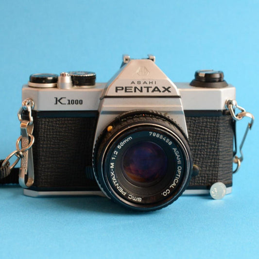 Pentax K1000 SLR Film Camera | 35mm Manual Focus | Tested & Working | Silver & Black