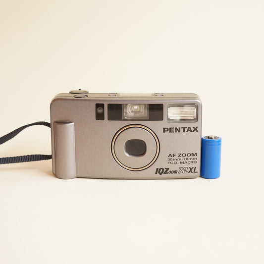Pentax IQZoom 70XL Film Camera | 35mm Point & Shoot | Tested & Working | Silver