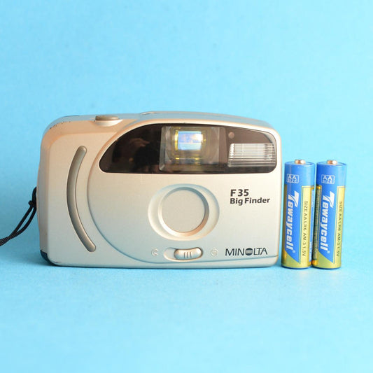 Minolta F35 Big Finder 35mm Film Camera | Tested & Working | Silver