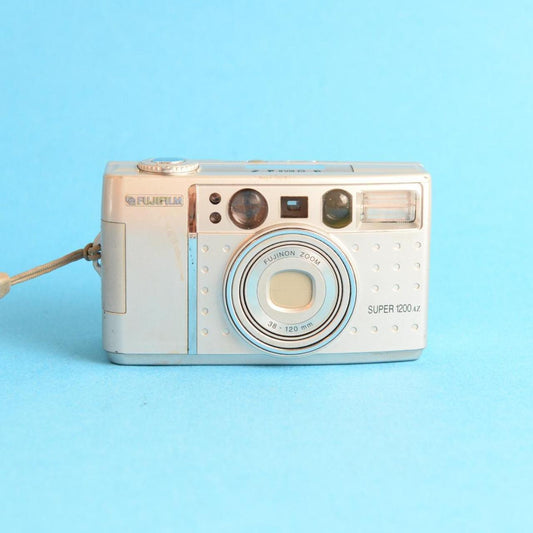 Fujifilm Super 1200 AZ Film Camera | 35mm Point & Shoot | Tested & Working | Silver