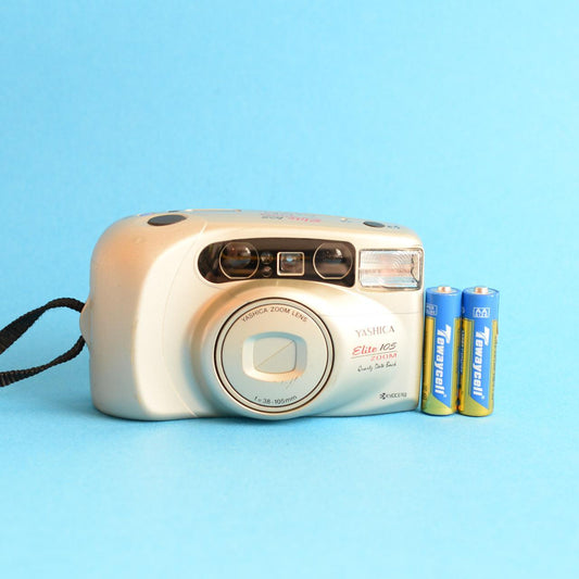 Yashica Elite 105 Zoom | 35mm Film Camera | Tested & Working | Silvery-Gold