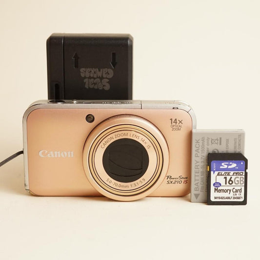 Canon PowerShot SX210 IS Digital Camera | 14.1MP | Tested & Working | Rose Gold
