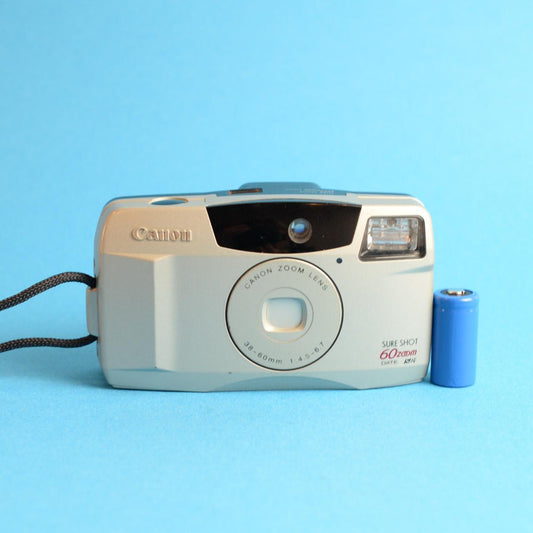 Canon Sure Shot 60 Zoom Film Camera | 35mm Point & Shoot | Tested & Working | Silver