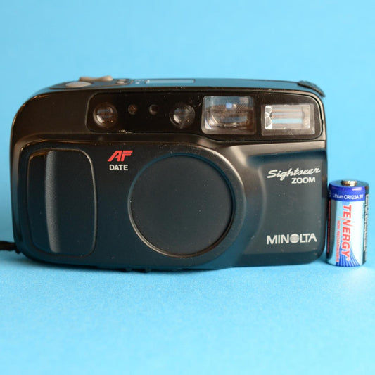 Minolta Sightseer Zoom 35mm Film Camera | Point & Shoot | Tested & Working | Black