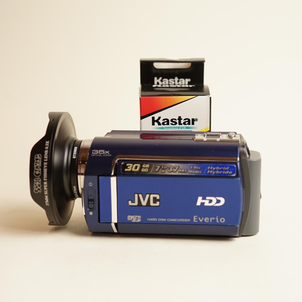 JVC Everio GZ-MG330AU Digital Camcorder + Fisheye Lens | Tested & Working | Blue