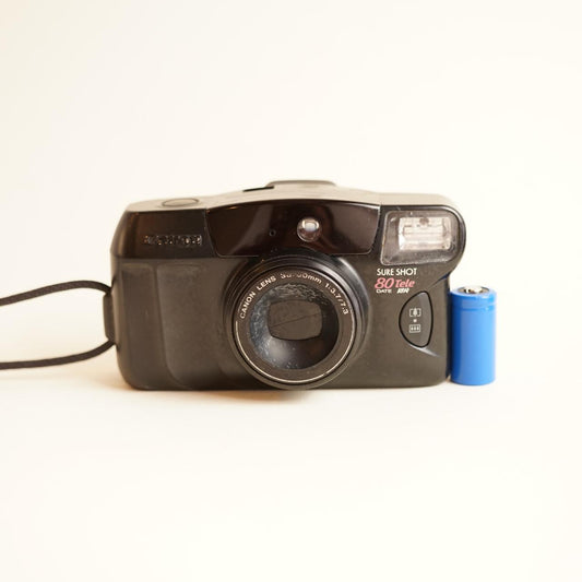 Canon SureShot 80 Tele | 35mm Point & Shoot Film Camera | Tested & Working | Black