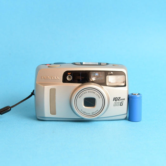 Pentax IQZoom 80G Film Camera | 35mm Point & Shoot | Silver | Tested & Working