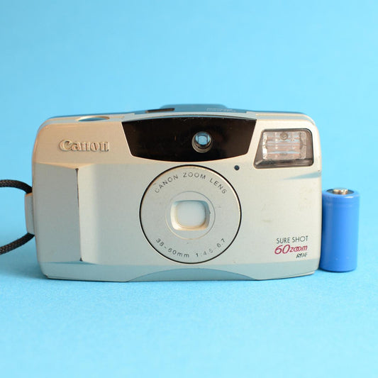 Canon SureShot 60 Zoom Film Camera | 35mm Point & Shoot | Tested & Working | Silver