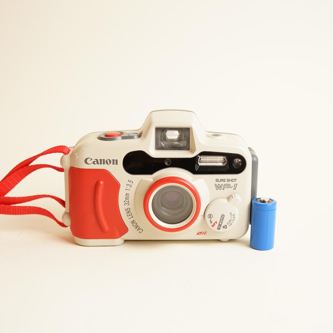 Canon SureShot WP-1 Film Camera | 35mm Point & Shoot | Tested & Working | White + Red