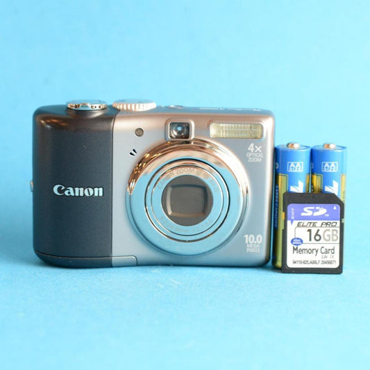 Canon PowerShot A1000 IS Digital Camera | 10.0MP | Tested & Working | Silver & Grey