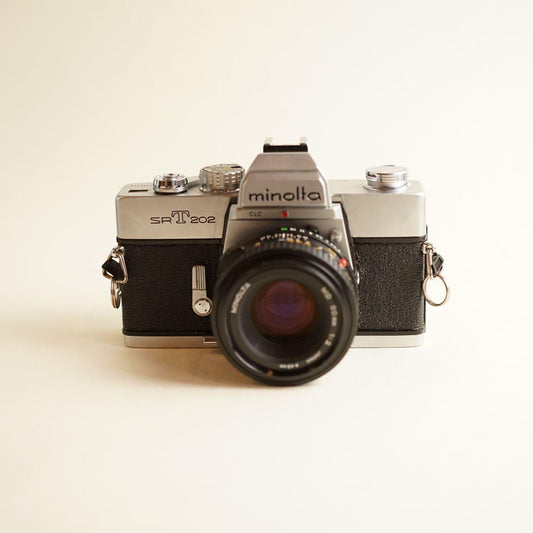 Minolta SRT 202 Film Camera | 35mm SLR | FULLY CLA'D | Silver & Black