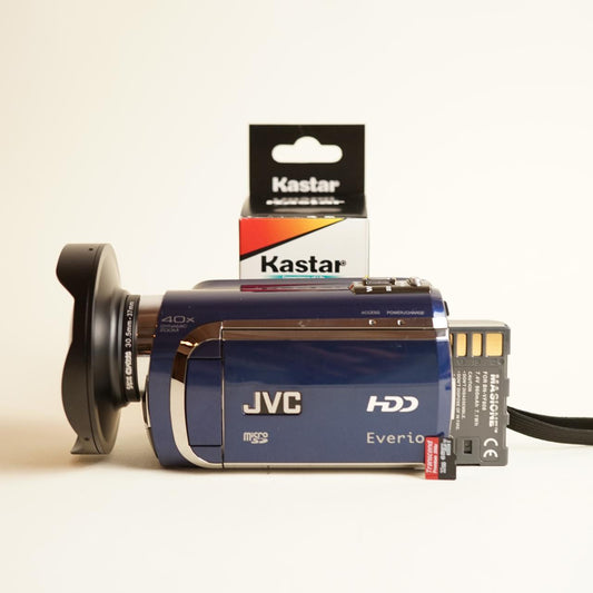 JVC Everio GZ-MG630AU Digital Camcorder + Fisheye Lens | SD Video | Tested & Working | Blue