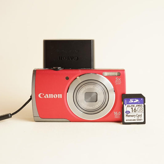 Canon PowerShot A3500 IS Digital Camera | 16MP | Tested & Working | Red