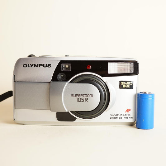 Olympus Superzoom 105R 35mm Film Camera | Tested & Working | Silver