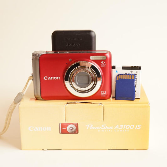 Canon PowerShot A3100 IS Digital Camera | 12.1MP | Tested & Working | Red