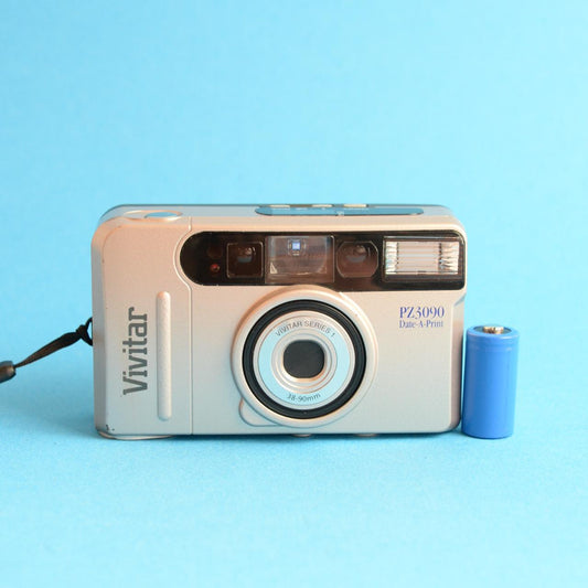 Vivitar PZ3090 Film Camera | 35mm Point & Shoot | Tested & Working | Silver