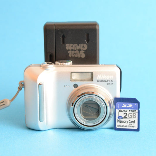 Nikon Coolpix P2 Digital Camera | 5.1MP | Tested & Working | Silver