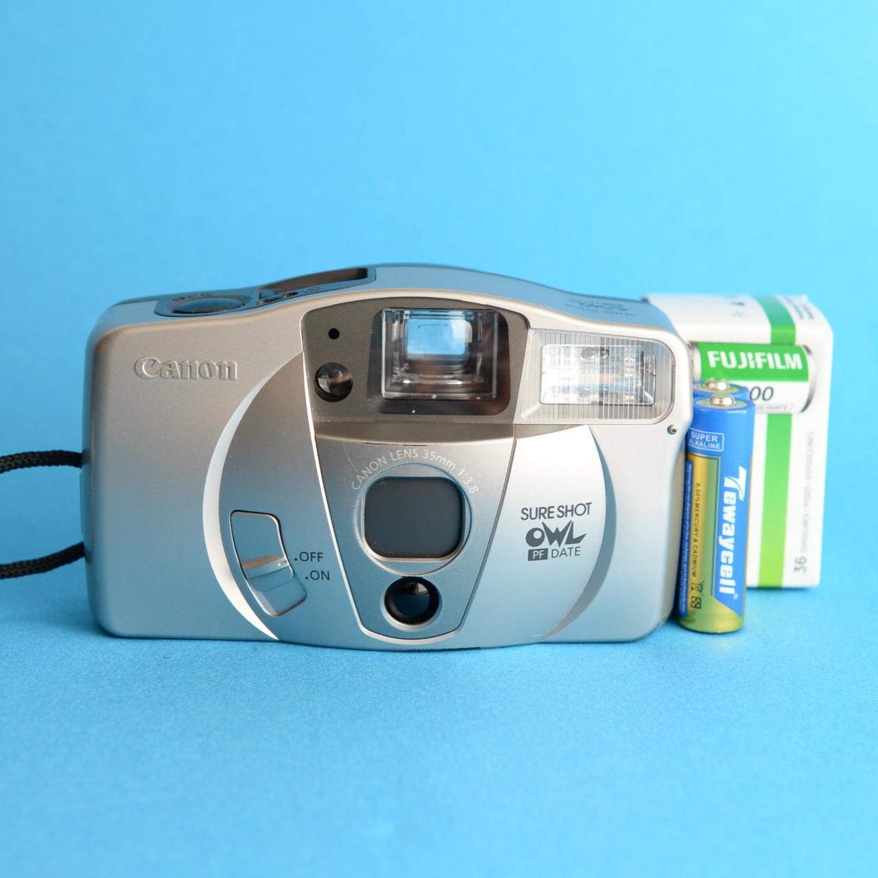 Canon Sure Shot Owl | 35mm Film Camera | Tested & Working | Silver