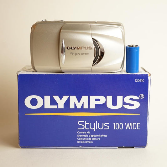 Olympus Stylus 100 Wide 35mm Film Camera | Tested & Working | Silver