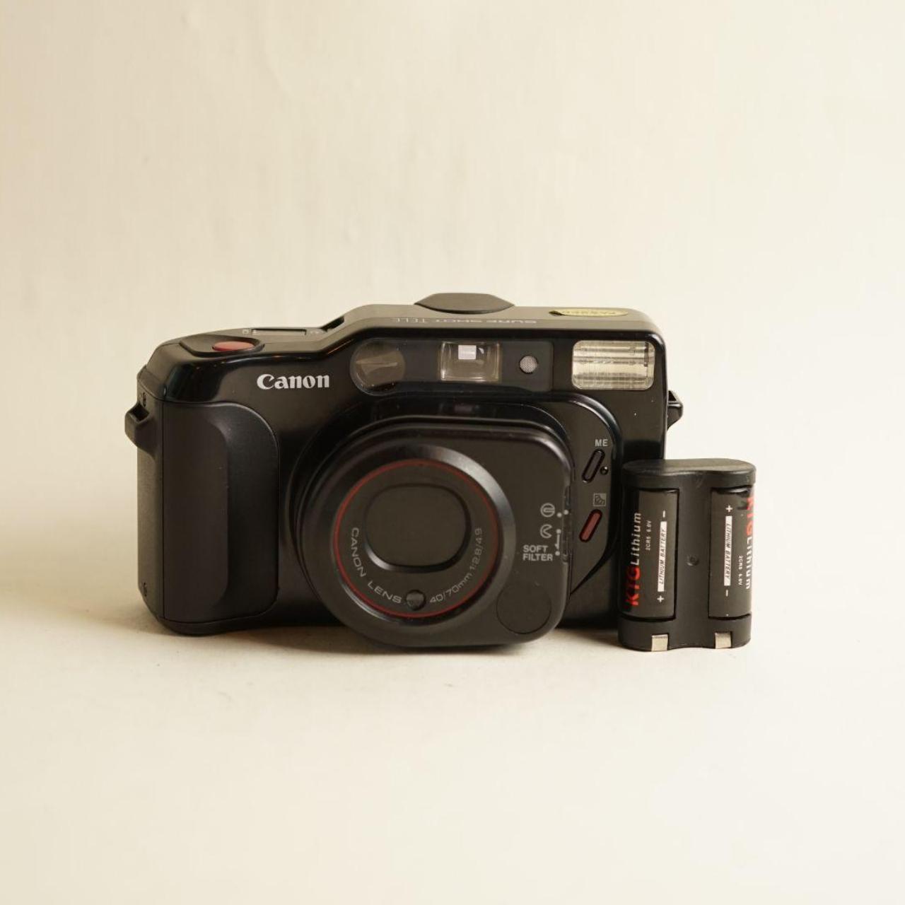 Canon Sure Shot Tele Film Camera | 35mm Point & Shoot | Tested & Working | Black
