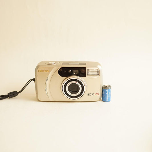 Samsung ECX 105 Film Camera | 35mm Point & Shoot | Tested & Working | Gold