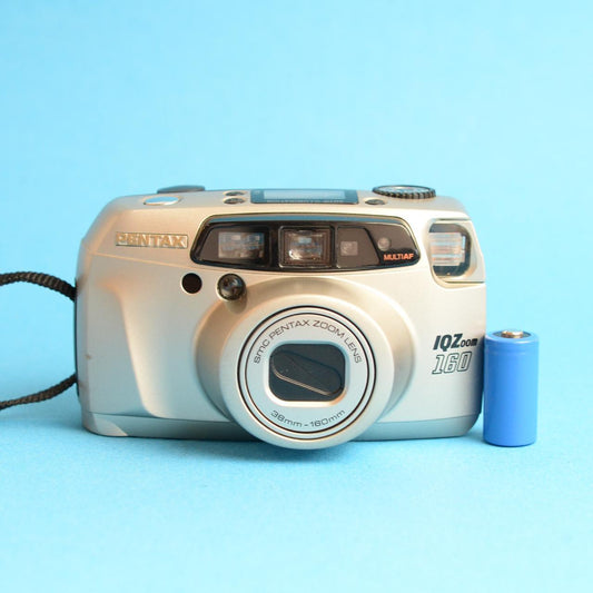 Pentax IQZoom 160 Film Camera | 35mm Point & Shoot | Tested & Working | Silver