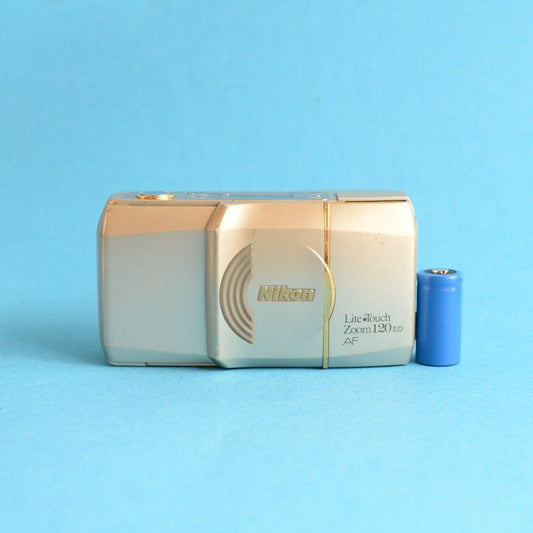 Nikon Lite Touch Zoom 120 Film Camera | 35mm Point & Shoot | Tested & Working | Gold