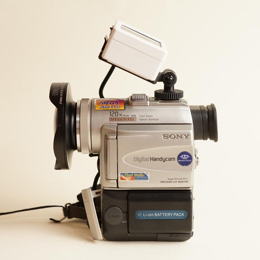 Sony Handycam DCR-PC100 Digital Camcorder with Tapeless Setup + Fisheye | Camcorder | Tested & Working | Silver
