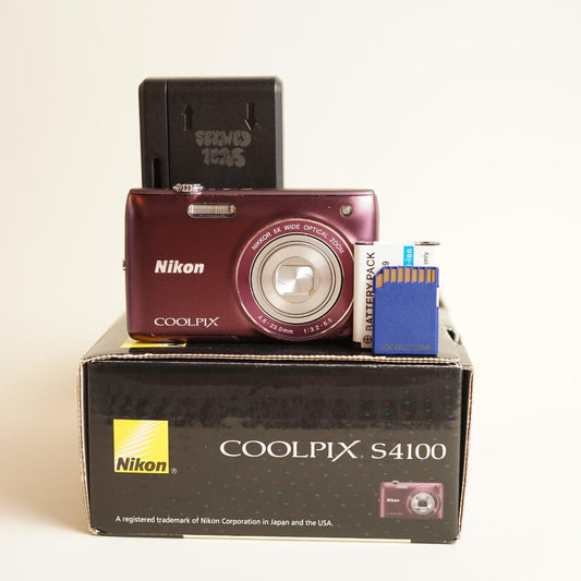 Nikon Coolpix S4100 Digital Camera | 14MP | Tested & Working | Maroon