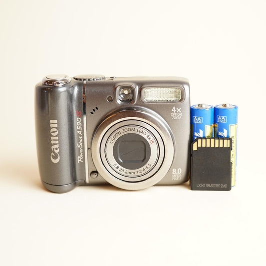 Canon PowerShot A590 IS Digital Camera | 8MP  | Tested & Working | Silver