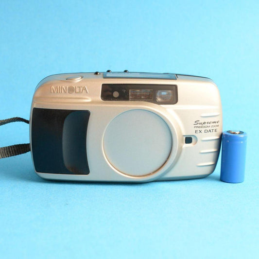 Minolta Supreme Freedom Zoom EX Date Film Camera | 35mm Point & Shoot | Silver | Tested & Working