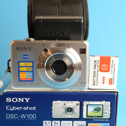 Sony Cyber-shot DSC-W100 Digital Camera | 8MP | Tested & Working | Silver