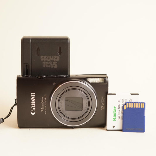 Canon PowerShot ELPH 350 HS Digital Camera | 20.2MP | Tested & Working | Black