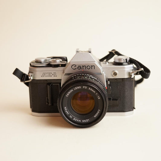 Canon AE-1 Film Camera | 35mm SLR Camera w/ 50mm Lens | Tested & Working | Black & Silver