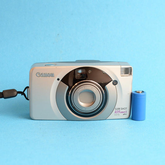 Canon Sure Shot 105 Zoom S Date Film Camera | 35mm Point & Shoot | Tested & Working | Silver