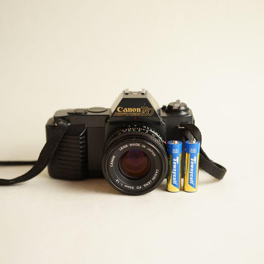 Canon T50 35mm SLR Film Camera with Canon FD 50mm f/1.8 Lens | Tested & Working | Black