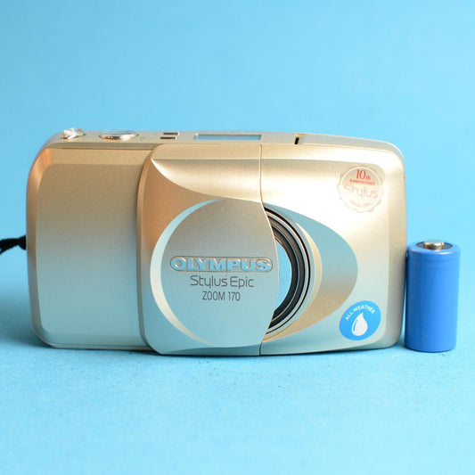 Olympus Stylus Epic Zoom 170 Film Camera | 35mm Point & Shoot | Tested & Working | Gold