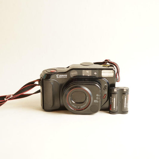 Canon Sure Shot Tele Quartz Date Film Camera | 35mm Point & Shoot | Tested & Working | Black