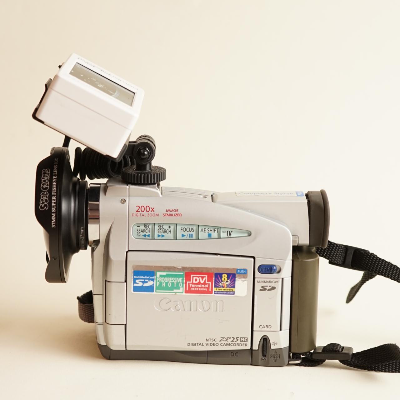 Canon ZR25 MiniDV Camcorder with Tapeless Setup + Fisheye | Camcorder | Tested & Working | Silver
