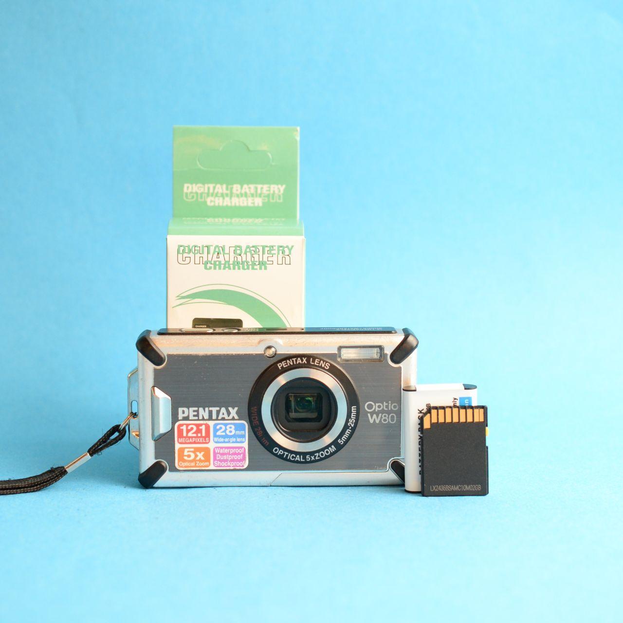 Pentax Optio W80 Digital Camera | 12.1MP | Tested & Working | Silver & Black