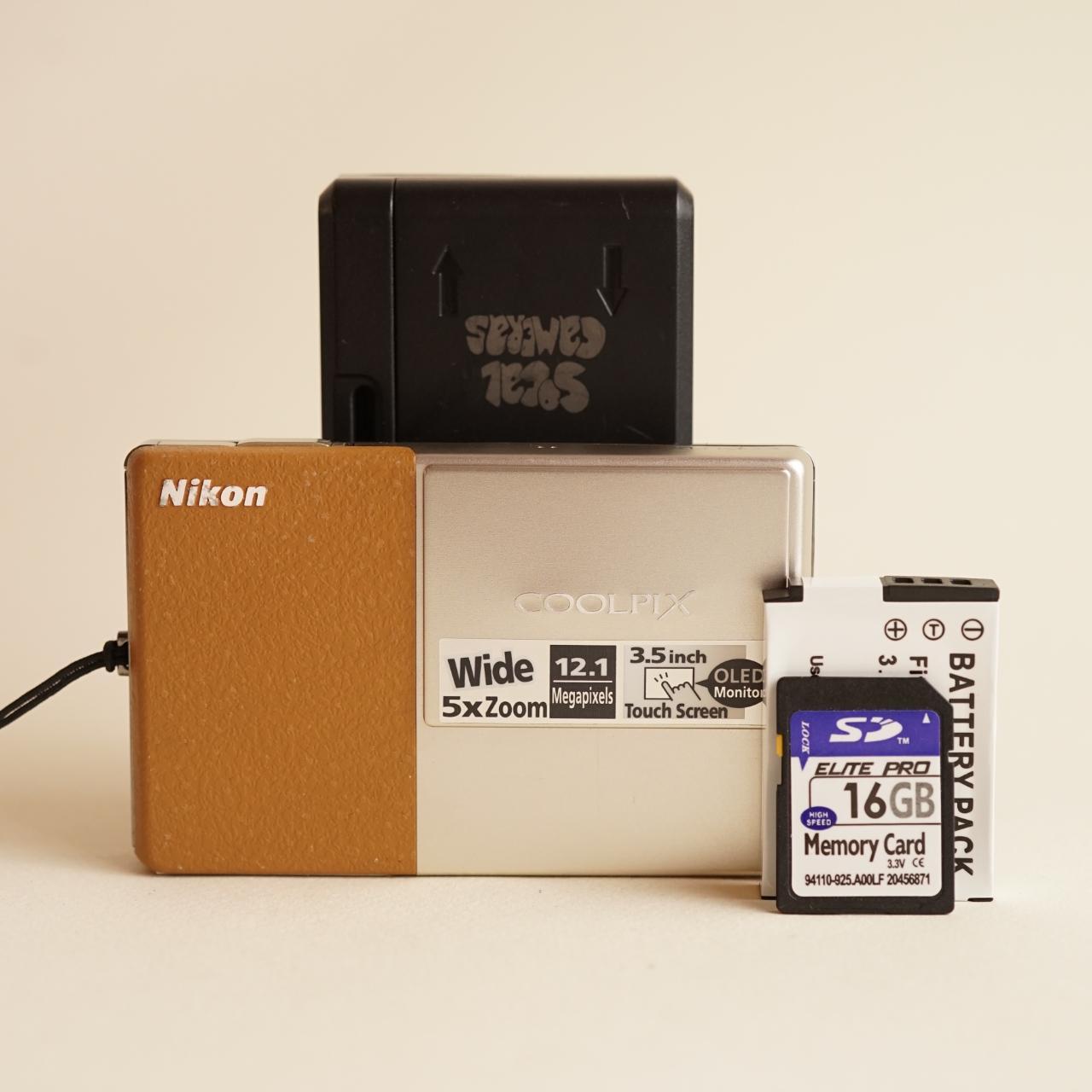 Nikon Coolpix S70 Digital Camera | 12MP | Tested & Working | Silver + Tan